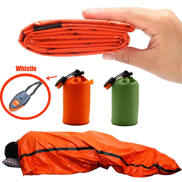 Portable Waterproof Emergency Survival Sleeping Bag Hiking Camping Gear Thermal Bivy Sack First Aid Rescue Kit Mylar Blanket 2