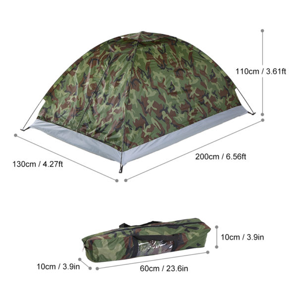 2 Persons Camping Tent Single Layer Beach Tent Outdoor Travel Windproof Waterproof Awning Tent Summer Tent with Bag RU Stock 6