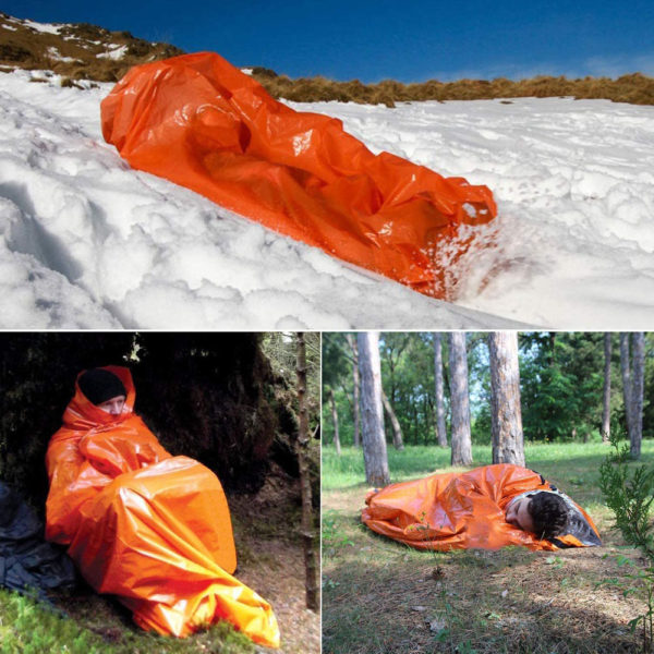 Outdoor Bivy Emergency Sleeping Bag Camping Survival Thermal Blanket Mylar Waterproof Emergency Gear Compact Windproof Durable 5