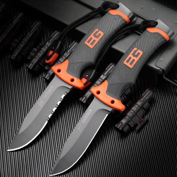 Blade Hunting Knife Handle Blade Tactical Camping Survival Combat Pocket titanium Knive Half Teeth Pocket +ABS Sheath 4