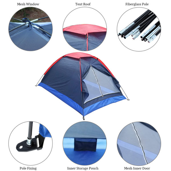 2 Persons Camping Tent Single Layer Beach Tent Outdoor Travel Windproof Waterproof Awning Tent Summer Tent with Bag RU Stock 4