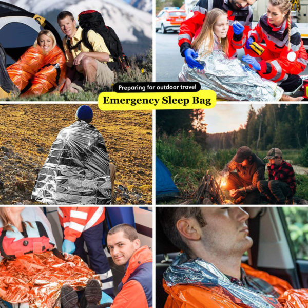 Portable Waterproof Emergency Survival Sleeping Bag Hiking Camping Gear Thermal Bivy Sack First Aid Rescue Kit Mylar Blanket 4