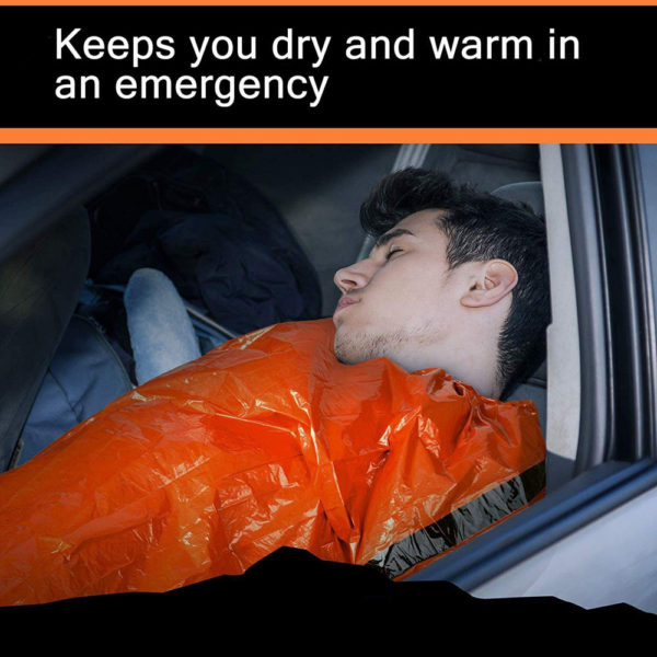Outdoor Bivy Emergency Sleeping Bag Camping Survival Thermal Blanket Mylar Waterproof Emergency Gear Compact Windproof Durable 4