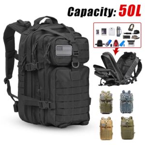 50L Large Capacity Men Army Military Tactical Backpack 3P Softback Outdoor Waterproof Bug Rucksack Hiking Camping Hunting Bags 1
