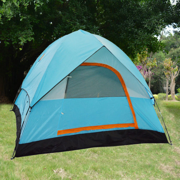 3-4 Person Double Layer Rainproof Outdoor Camping Shelter Tent for Fishing Hunting Travel Adventure and Family Party Green Blue 2