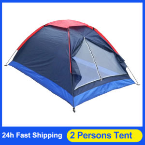 2 Persons Camping Tent Single Layer Beach Tent Outdoor Travel Windproof Waterproof Awning Tent Summer Tent with Bag RU Stock 1