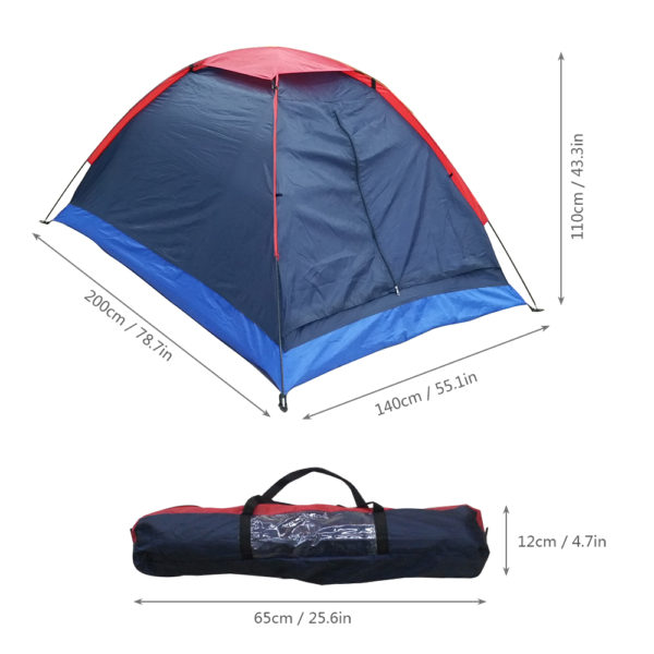 2 Persons Camping Tent Single Layer Beach Tent Outdoor Travel Windproof Waterproof Awning Tent Summer Tent with Bag RU Stock 2