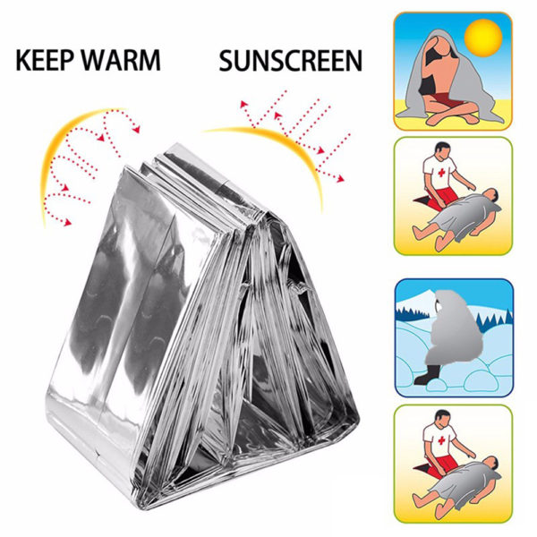 Outdoor Water Proof Emergency Survival Rescue Blanket Foil Thermal Space First Aid Sliver Rescue Curtain Military Blanket Tool 3