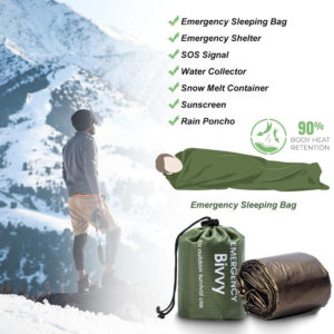 Emergency Sleeping Bags, Survival Bivvy Sack Lightweight,Waterproof Portable Mylar Survival Gear for Outdoor Camping Hiking 1