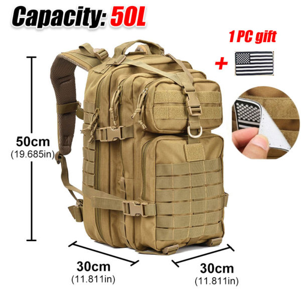 50L Large Capacity Men Army Military Tactical Backpack 3P Softback Outdoor Waterproof Bug Rucksack Hiking Camping Hunting Bags 4