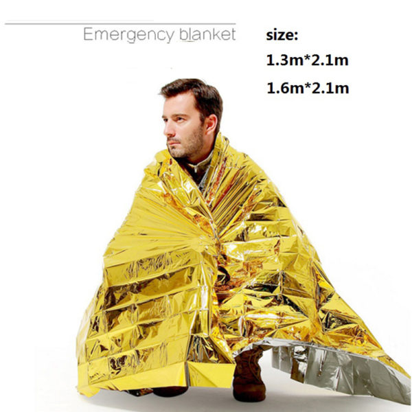 Outdoor Water Proof Emergency Survival Rescue Blanket Foil Thermal Space First Aid Sliver Rescue Curtain Military Blanket Tool 2
